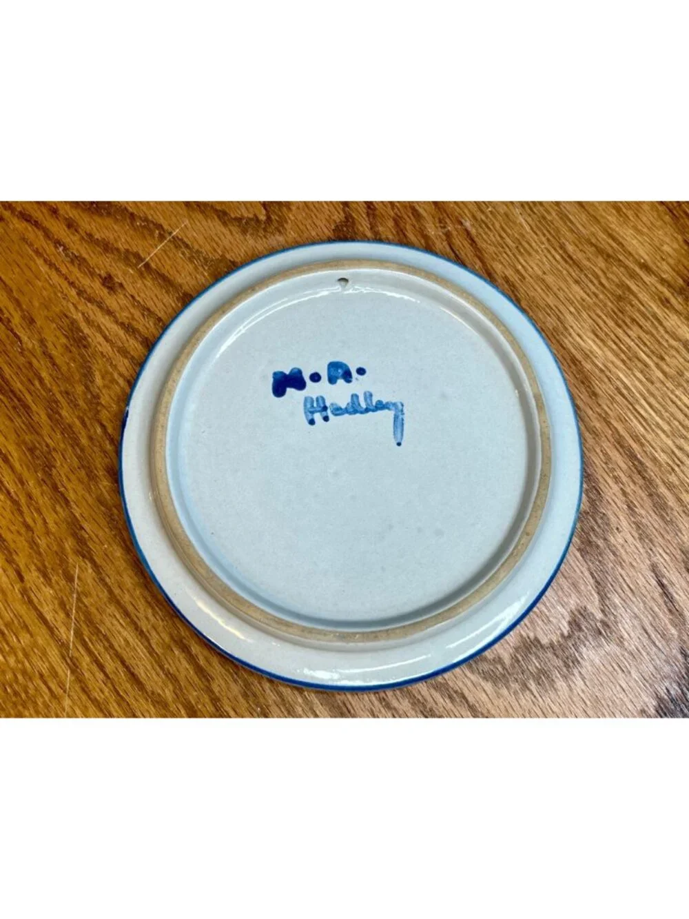 M A Hadley  Pottery Country Scene Blue  Cow Trivet/ Wall Hanging